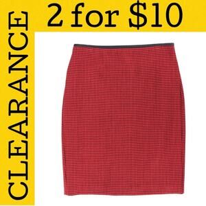 🟡 EXPRESS red & black houndstooth print pencil skirt